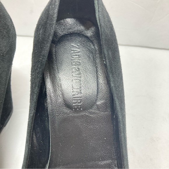 Zadig & Voltaire Leather Wedges Heels Skull Embellished 7 Black Rock Star - Picture 14 of 14